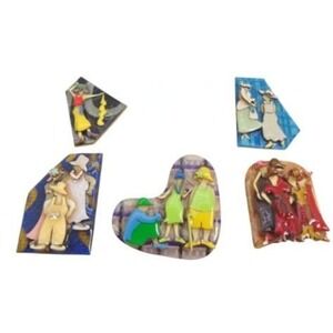 Lucinda Woman Pins Vintage Resin Brooch Lot 5 pc Whimsical  People Jewelry
